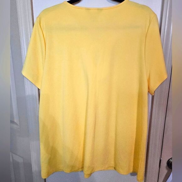 #211 LIZ CLAIBORNE CAREER- SS KNOT FRONT SUNLIGHT YELLOW TOP-  Size: XXL - Picture 3 of 5